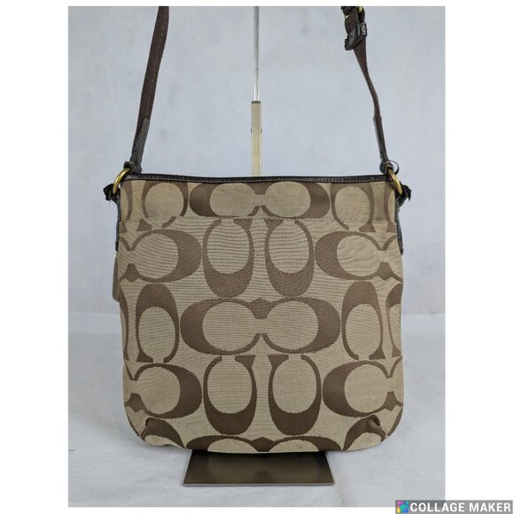 COACH F21905 SIGNATURE STRIPE DUFFLE SIGNATURE FABRIC Dark Brown - Picture 4 of 15